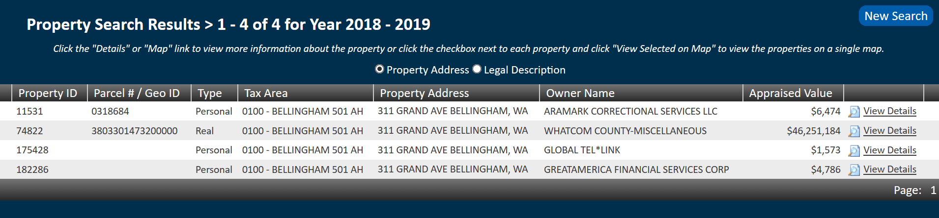 Property Search Results