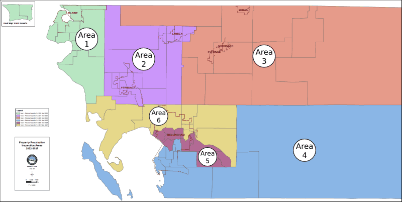 A small version of the Whatcom County revaluation area map