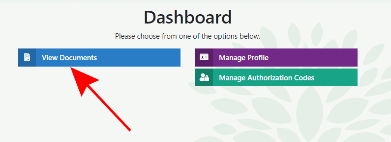 Arrow showing where the dashboard button is